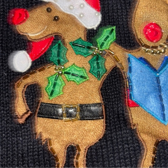 VTG TIARA INTERNATIONAL BlackCardigan  Reindeer Embroidery Full Zip Women’s SzXL - Picture 9 of 14